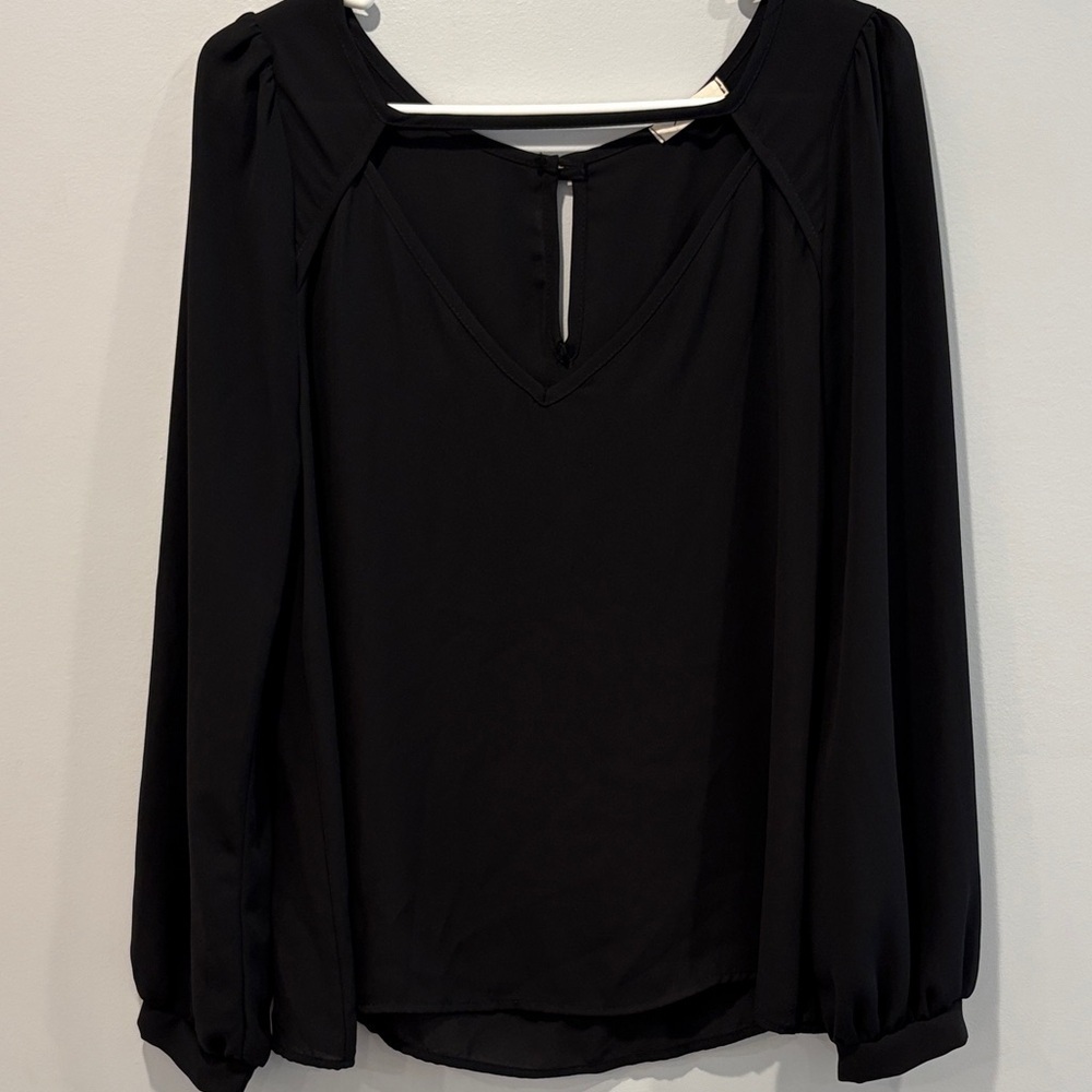 Everly Classic Black V-Neck Blouse
